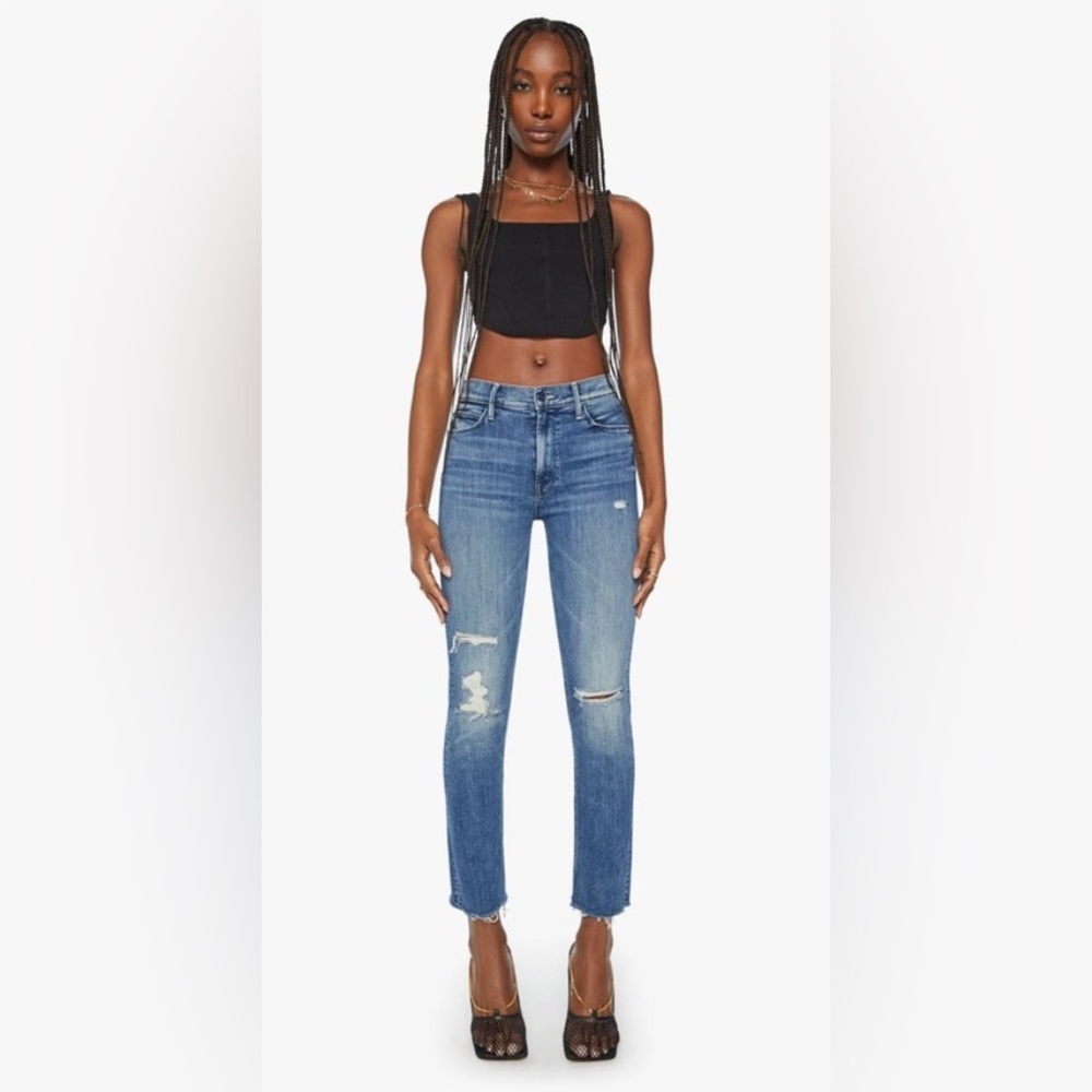 Mother The Midrise Dazzler Ankle Fray in Going in Circles - Size 28